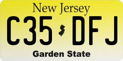 NJ license plate C35DFJ