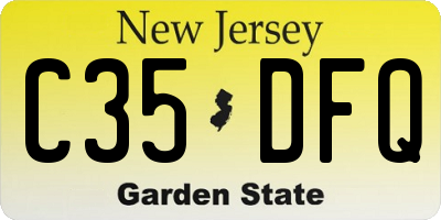 NJ license plate C35DFQ