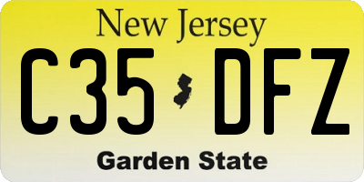 NJ license plate C35DFZ
