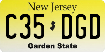 NJ license plate C35DGD