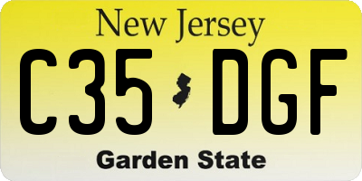 NJ license plate C35DGF