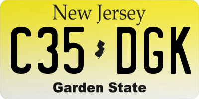 NJ license plate C35DGK