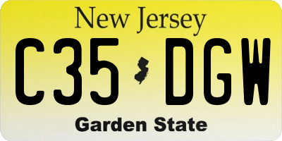 NJ license plate C35DGW
