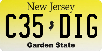 NJ license plate C35DIG