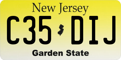 NJ license plate C35DIJ