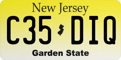 NJ license plate C35DIQ