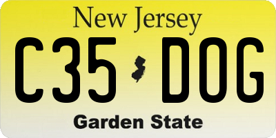 NJ license plate C35DOG