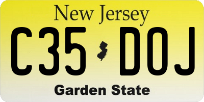 NJ license plate C35DOJ