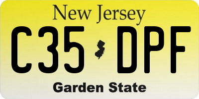 NJ license plate C35DPF