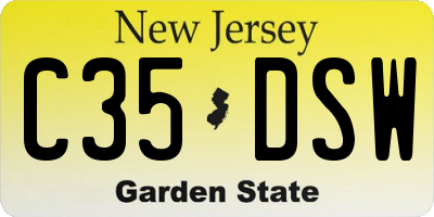NJ license plate C35DSW
