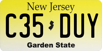 NJ license plate C35DUY