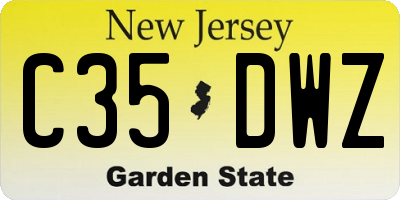NJ license plate C35DWZ