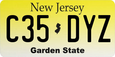 NJ license plate C35DYZ
