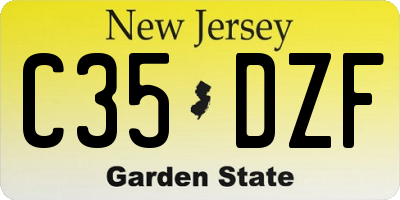 NJ license plate C35DZF