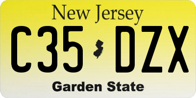 NJ license plate C35DZX