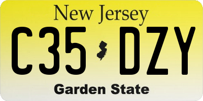 NJ license plate C35DZY