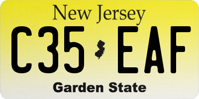 NJ license plate C35EAF