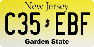 NJ license plate C35EBF