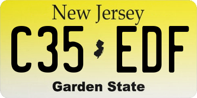 NJ license plate C35EDF