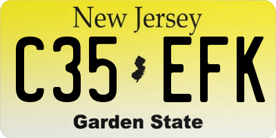 NJ license plate C35EFK