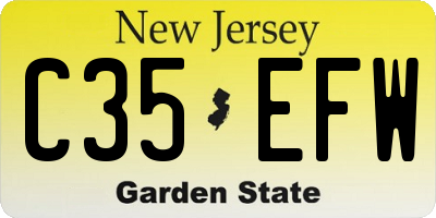 NJ license plate C35EFW