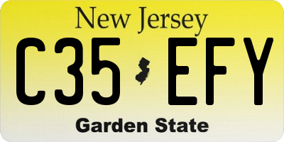 NJ license plate C35EFY