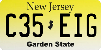 NJ license plate C35EIG