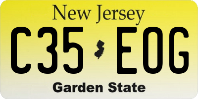 NJ license plate C35EOG