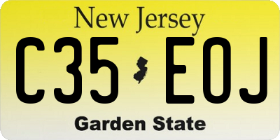 NJ license plate C35EOJ