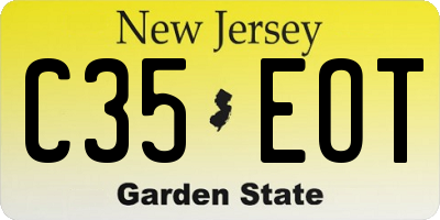 NJ license plate C35EOT
