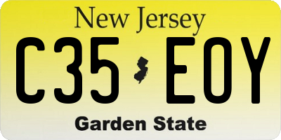 NJ license plate C35EOY