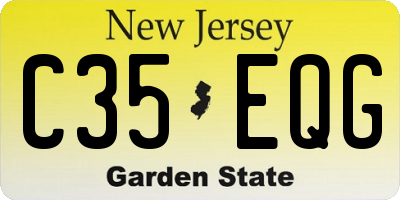 NJ license plate C35EQG