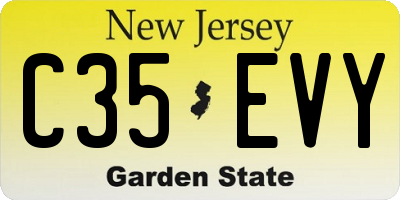 NJ license plate C35EVY