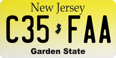 NJ license plate C35FAA