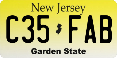NJ license plate C35FAB