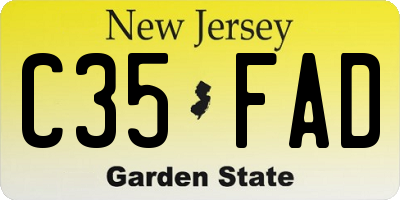 NJ license plate C35FAD
