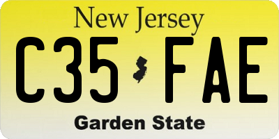 NJ license plate C35FAE