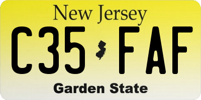 NJ license plate C35FAF