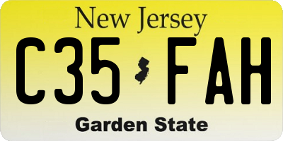 NJ license plate C35FAH