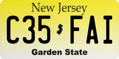 NJ license plate C35FAI