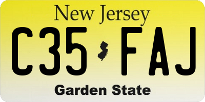 NJ license plate C35FAJ