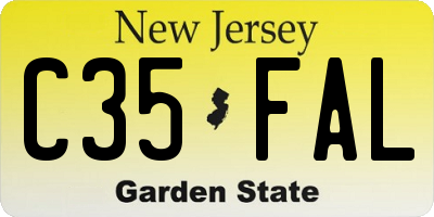 NJ license plate C35FAL