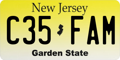 NJ license plate C35FAM