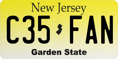 NJ license plate C35FAN