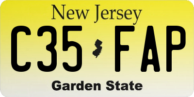 NJ license plate C35FAP