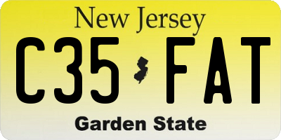 NJ license plate C35FAT