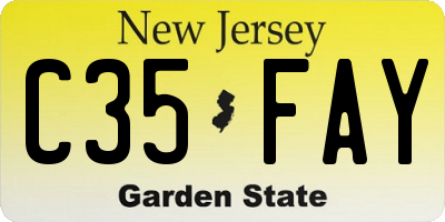 NJ license plate C35FAY