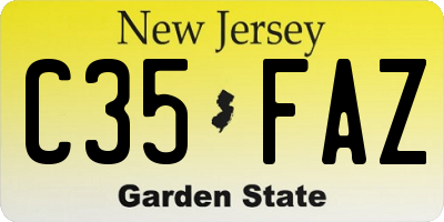 NJ license plate C35FAZ