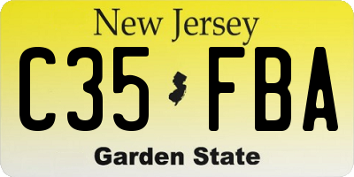 NJ license plate C35FBA