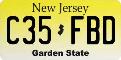 NJ license plate C35FBD
